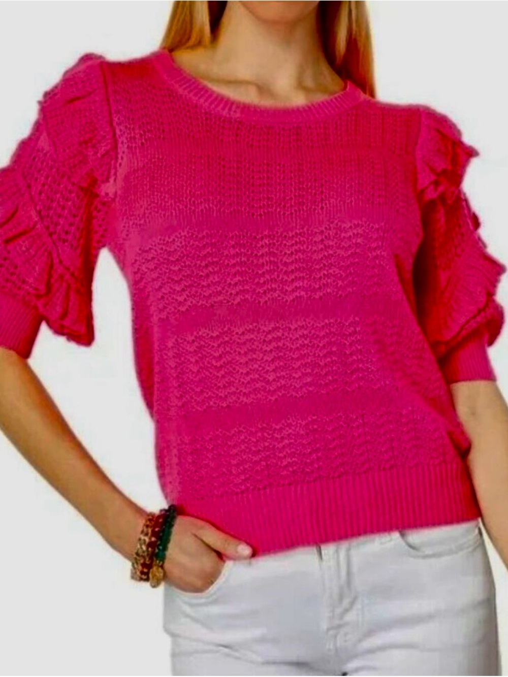 Lilly Pulitzer Hot Pink Knit Top with Gold Logo